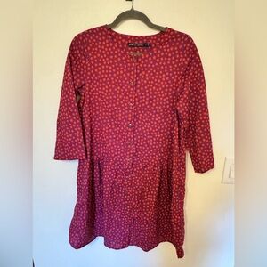 Gudrun Sjoden Alice Tunic Dress Mini Small Polka Dot Purple Pink EUC